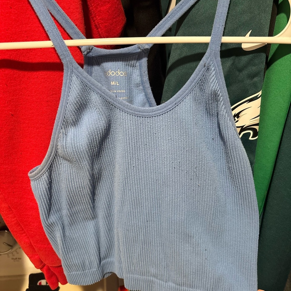 Blue Ribbed Women's Top